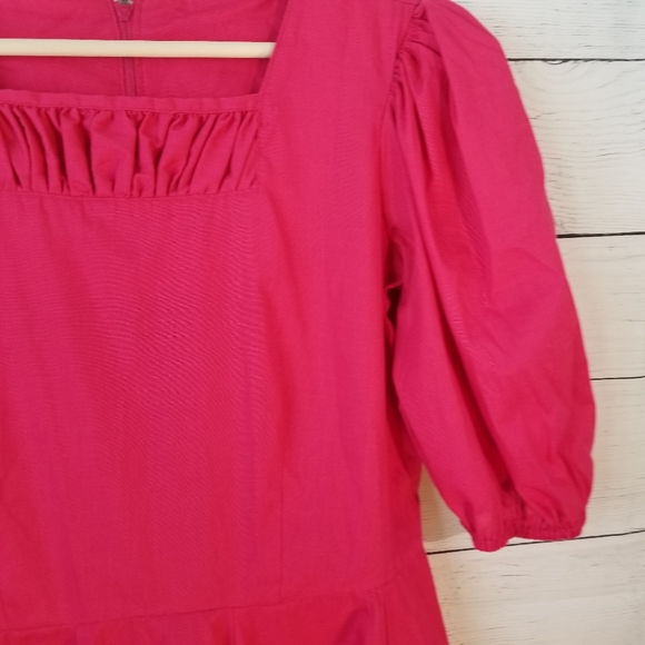 💖 Handmade Fuchsia Puff Sleeve Dress Cottagecore M 👗 - Picture 3 of 9